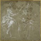 Two Bearded Prophets Seated, Holding Open Books-Polidoro da Caravaggio-Stretched Canvas