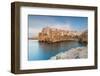 Polignano a Mare coastal town at dusk, Bari, Apulia, Adriatic Sea, Mediterranean Sea, Italy, Europe-Paolo Graziosi-Framed Photographic Print