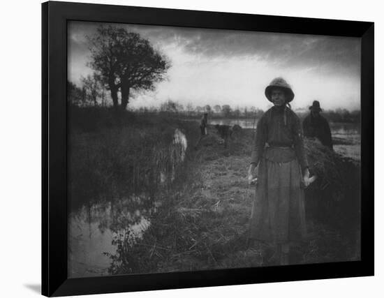 Poling the Marsh Hay, 1886 platinum print from glass negative-Peter Henry Emerson-Framed Giclee Print