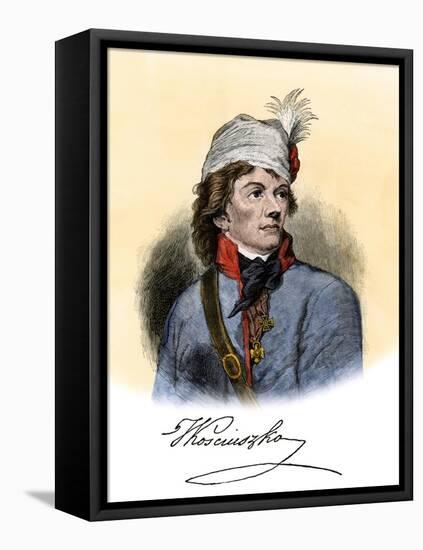 Polish General Tadeusz Kosciuszko with His Autograph-null-Framed Stretched Canvas