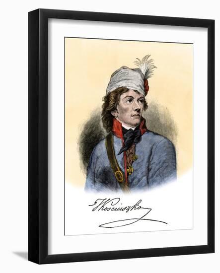 Polish General Tadeusz Kosciuszko with His Autograph-null-Framed Giclee Print