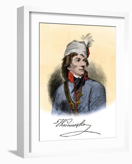 Polish General Tadeusz Kosciuszko with His Autograph-null-Framed Giclee Print