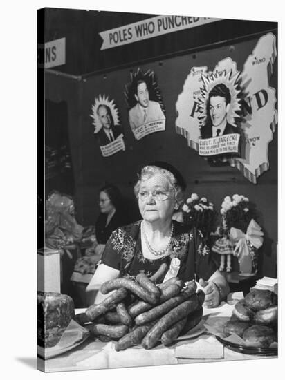 Polish Kielbasa Sausage Piled Among the Various Foods at the Women's International Exposition-Nina Leen-Stretched Canvas