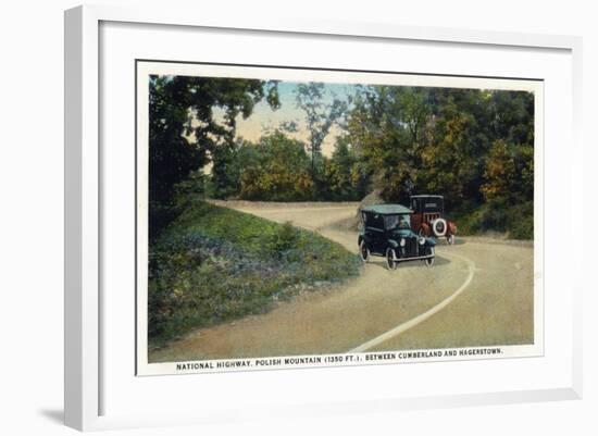 Polish Mountain, Maryland - National Road Between Cumberland and Hagerstown-Lantern Press-Framed Art Print