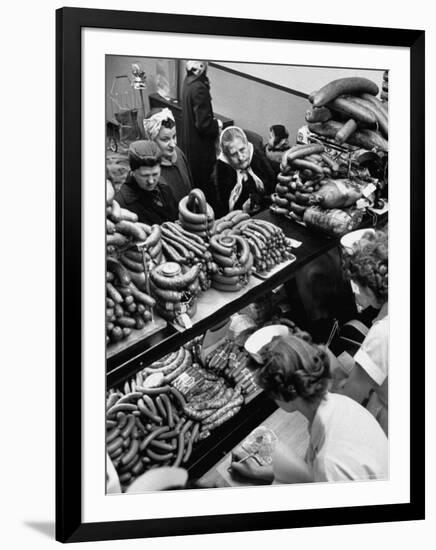 Polish Sausage Store Customers Have 60 Varieties from Which to Choose-John Dominis-Framed Photographic Print