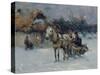 Polish Winter Landscape with Sleds-Alfred von Wierusz-Kowalski-Stretched Canvas