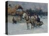 Polish Winter Landscape with Sleds-Alfred von Wierusz-Kowalski-Stretched Canvas