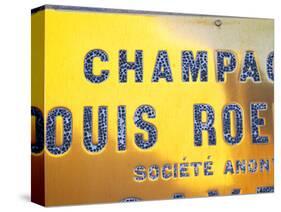 Polished Brass Sign at Winery of Louis Roederer, Reims, Champagne, Marne, Ardennes, France-Per Karlsson-Stretched Canvas