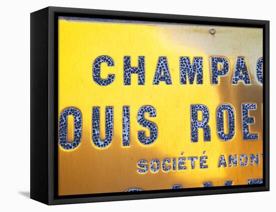 Polished Brass Sign at Winery of Louis Roederer, Reims, Champagne, Marne, Ardennes, France-Per Karlsson-Framed Stretched Canvas