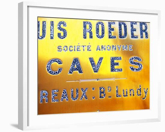 Polished Brass Sign at Winery of Louis Roederer, Reims, Champagne, Marne, Ardennes, France-Per Karlsson-Framed Photographic Print