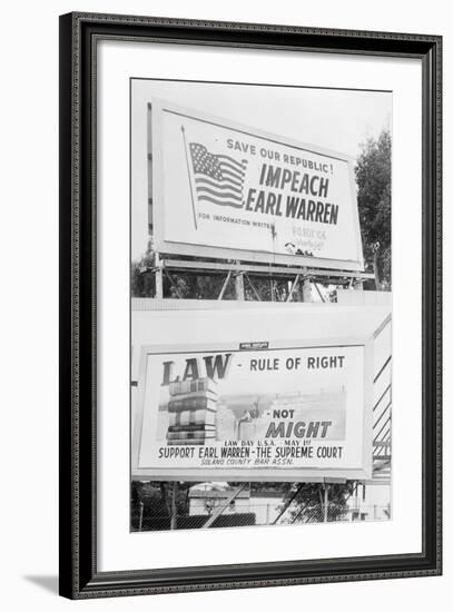 Political Billboards about Chief Justice Earl Warren-null-Framed Photographic Print