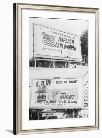 Political Billboards about Chief Justice Earl Warren-null-Framed Photographic Print