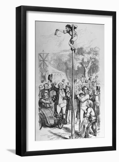 Political Cartoon Depicting Benjamin Disraeli Reaching the Top of the Political Pole-null-Framed Giclee Print