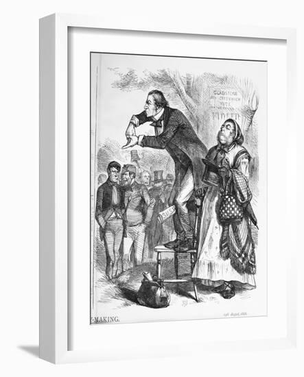 Political Cartoon Depicting William Gladstone Speaking Beside Queen Victoria-null-Framed Giclee Print