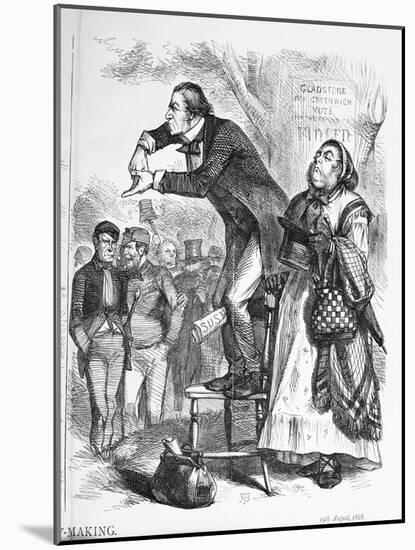 Political Cartoon Depicting William Gladstone Speaking Beside Queen Victoria-null-Mounted Giclee Print