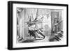 Political Cartoon of Jefferson Davis Carrying a Lighthouse and Fort Sumpter-null-Framed Giclee Print