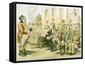 Political Cartoon of Queen Victoria Panhandling-null-Framed Stretched Canvas