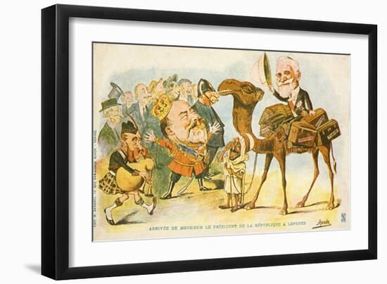 Political Cartoon of the Arrival of Emile Loubet in the United Kingdom-null-Framed Giclee Print