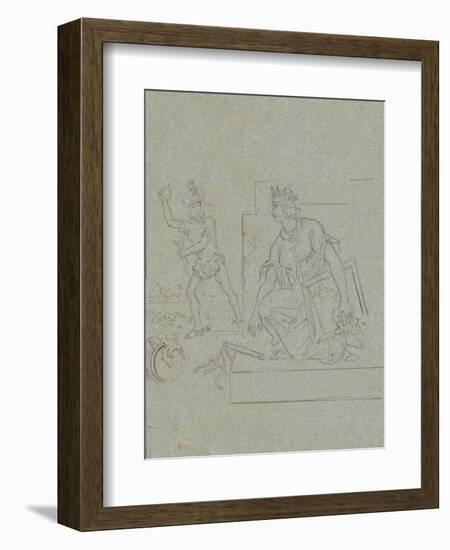 Political Cartoon on American Civil War, c.1860 (pen, ink and graphite on grey laid paper-Emanuel Gottlieb Leutze-Framed Giclee Print