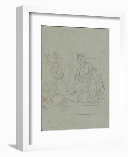 Political Cartoon on American Civil War, c.1860 (pen, ink and graphite on grey laid paper-Emanuel Gottlieb Leutze-Framed Giclee Print