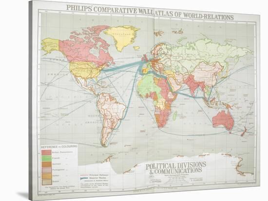 Political Divisions & Comm., Philips' Comparative Series of Wall Atlases of World Relations, 1916-null-Stretched Canvas