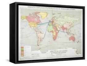 Political Divisions & Comm., Philips' Comparative Series of Wall Atlases of World Relations, 1916-null-Framed Stretched Canvas