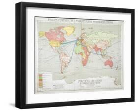 Political Divisions & Comm., Philips' Comparative Series of Wall Atlases of World Relations, 1916-null-Framed Giclee Print