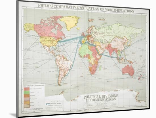 Political Divisions & Comm., Philips' Comparative Series of Wall Atlases of World Relations, 1916-null-Mounted Giclee Print