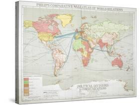 Political Divisions & Comm., Philips' Comparative Series of Wall Atlases of World Relations, 1916-null-Stretched Canvas