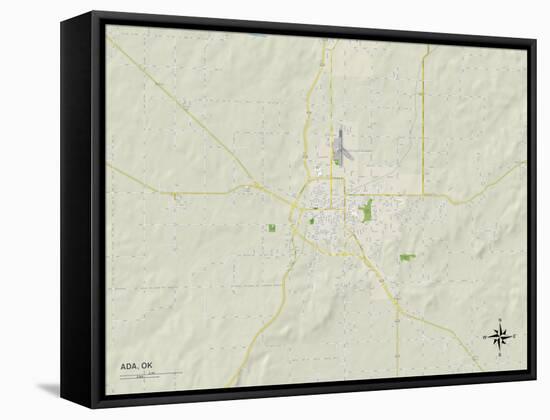 Political Map of Ada, OK-null-Framed Stretched Canvas