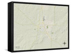 Political Map of Ada, OK-null-Framed Stretched Canvas