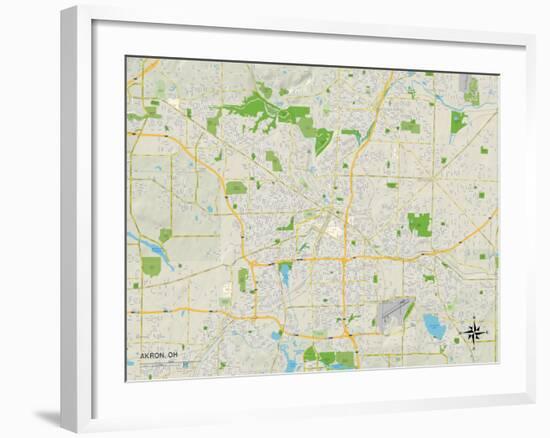 Political Map of Akron, OH-null-Framed Art Print