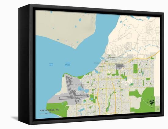 Political Map of Anchorage, AK-null-Framed Stretched Canvas