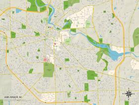 'Political Map of Ann Arbor, MI' Posters | AllPosters.com