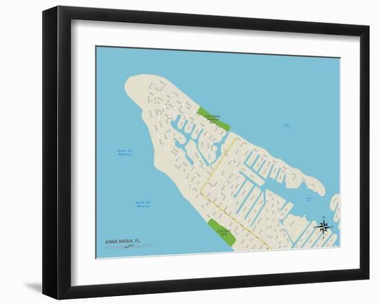 Political Map of Anna Maria, FL-null-Framed Art Print