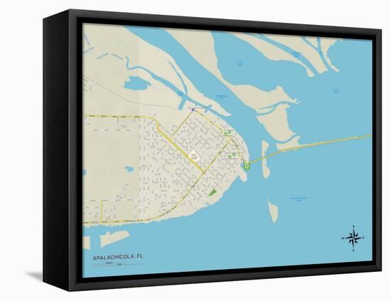 Political Map of Apalachicola, FL-null-Framed Stretched Canvas