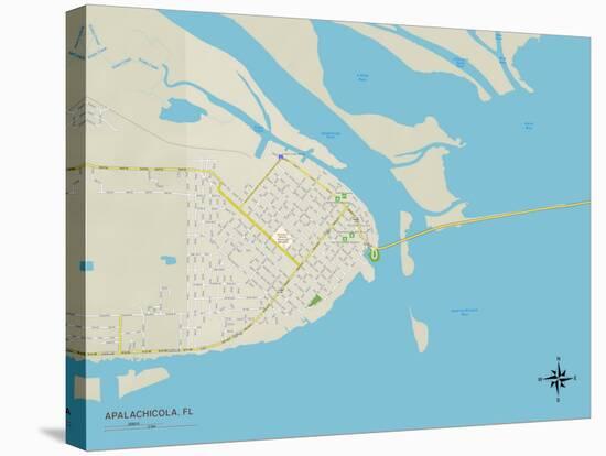 Political Map of Apalachicola, FL-null-Stretched Canvas