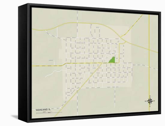 Political Map of Ashland, IL-null-Framed Stretched Canvas