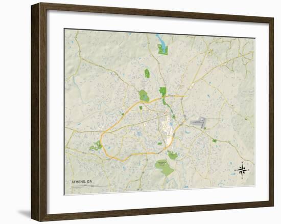 Political Map of Athens, GA-null-Framed Art Print