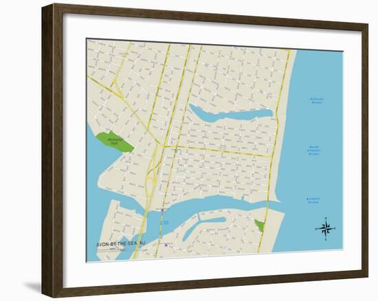 Political Map of Avon-by-the-Sea, NJ-null-Framed Art Print