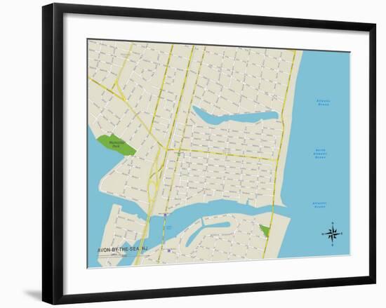 Political Map of Avon-by-the-Sea, NJ-null-Framed Art Print