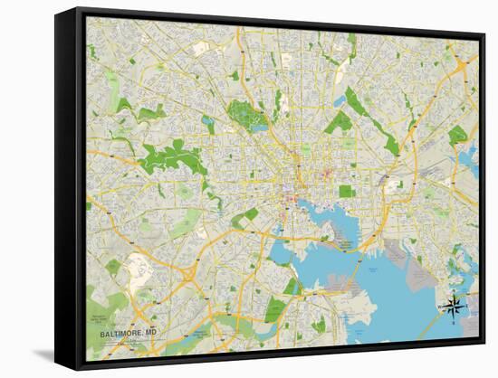 Political Map of Baltimore, MD-null-Framed Stretched Canvas