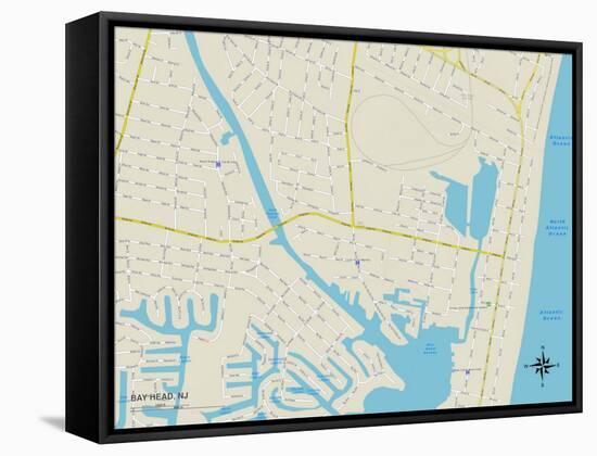 Political Map of Bay Head, NJ-null-Framed Stretched Canvas