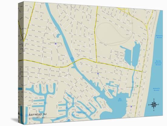 Political Map of Bay Head, NJ-null-Stretched Canvas