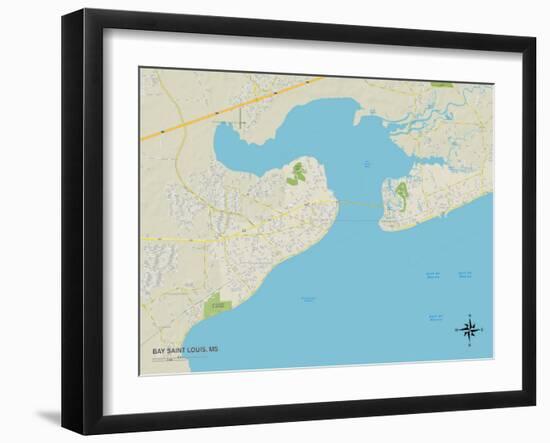 Political Map of Bay Saint Louis, MS-null-Framed Art Print