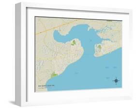 Political Map of Bay Saint Louis, MS-null-Framed Art Print