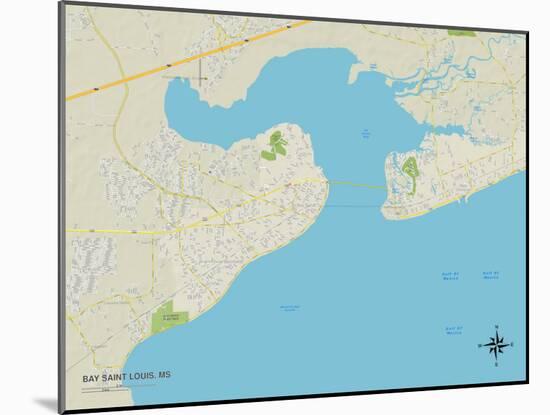 Political Map of Bay Saint Louis, MS-null-Mounted Art Print