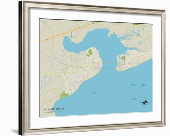 Political Map of Bay Saint Louis, MS-null-Framed Art Print