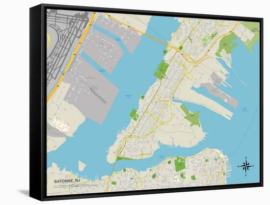Political Map of Bayonne, NJ-null-Framed Stretched Canvas