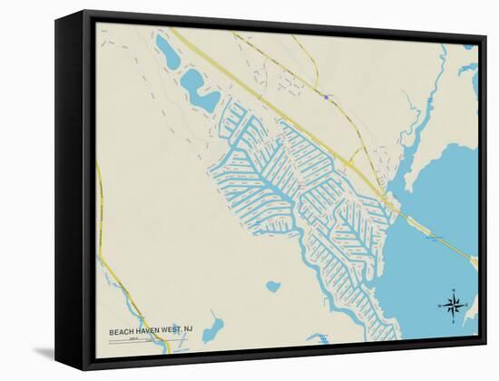 Political Map of Beach Haven West, NJ-null-Framed Stretched Canvas